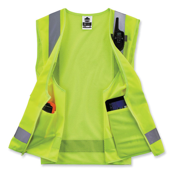 ergodyne® GloWear 8249Z-S Single Size Class 2 Economy Surveyors Zipper Vest, Polyester, Medium, Lime, Ships in 1-3 Business Days (EGO24503) Each