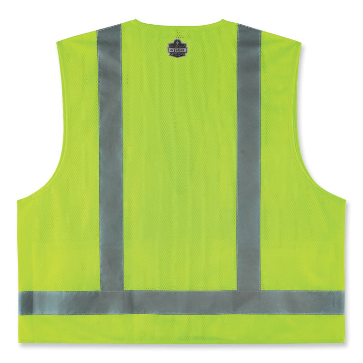 ergodyne® GloWear 8249Z-S Single Size Class 2 Economy Surveyors Zipper Vest, Polyester, Medium, Lime, Ships in 1-3 Business Days (EGO24503) Each