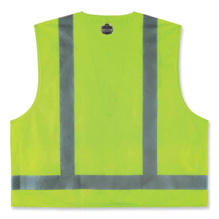 ergodyne® GloWear 8249Z-S Single Size Class 2 Economy Surveyors Zipper Vest, Polyester, X-Large, Lime, Ships in 1-3 Business Days (EGO24505) Each