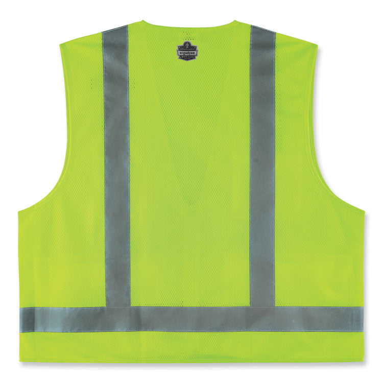 ergodyne® GloWear 8249Z-S Single Size Class 2 Economy Surveyors Zipper Vest, Polyester, 3X-Large, Lime, Ships in 1-3 Business Days (EGO24507) Each