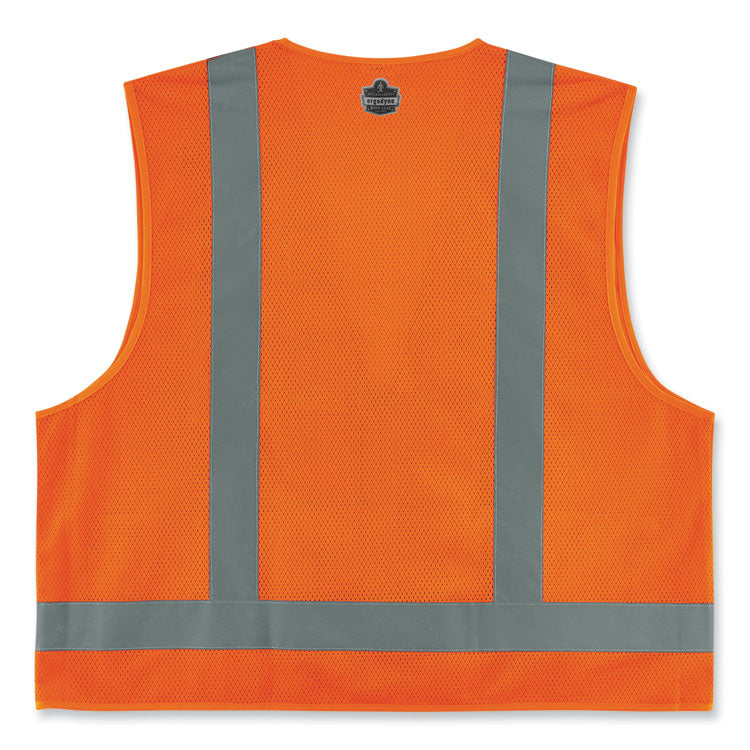 ergodyne® GloWear 8249Z-S Single Size Class 2 Economy Surveyors Zipper Vest, Polyester, Small, Orange, Ships in 1-3 Business Days (EGO24512) Each