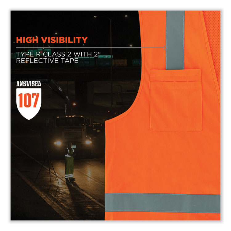 ergodyne® GloWear 8249Z-S Single Size Class 2 Economy Surveyors Zipper Vest, Polyester, Small, Orange, Ships in 1-3 Business Days (EGO24512) Each
