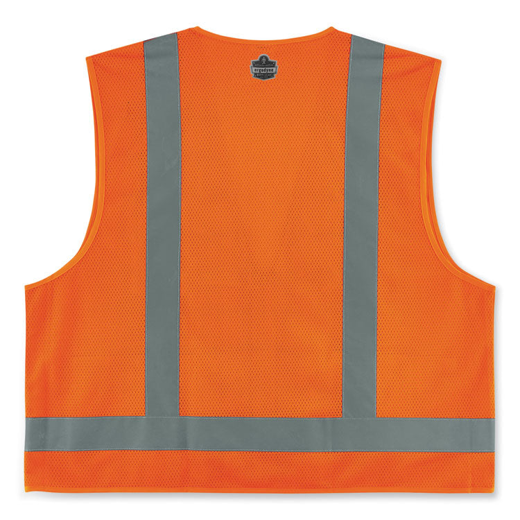 ergodyne® GloWear 8249Z-S Single Size Class 2 Economy Surveyors Zipper Vest, Polyester, 2X-Large, Orange, Ships in 1-3 Business Days (EGO24516) Each