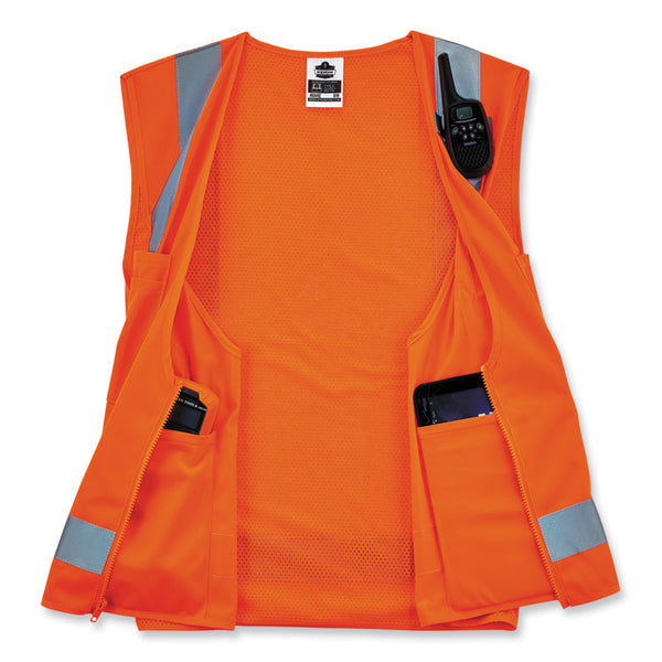 ergodyne® GloWear 8249Z-S Single Size Class 2 Economy Surveyors Zipper Vest, Polyester, 3X-Large, Orange, Ships in 1-3 Business Days (EGO24517) Each