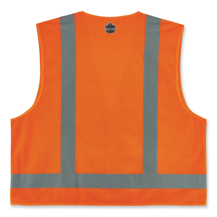 ergodyne® GloWear 8249Z-S Single Size Class 2 Economy Surveyors Zipper Vest, Polyester, 3X-Large, Orange, Ships in 1-3 Business Days (EGO24517) Each