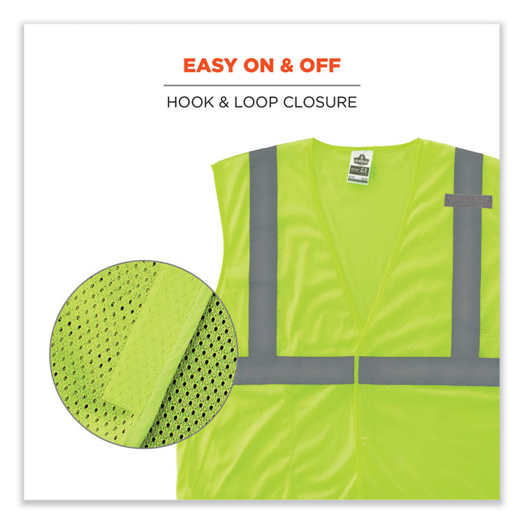 ergodyne® GloWear 8210HL-S Single Size Class 2 Economy Mesh Vest, Polyester, X-Large, Lime, Ships in 1-3 Business Days (EGO24525) Each