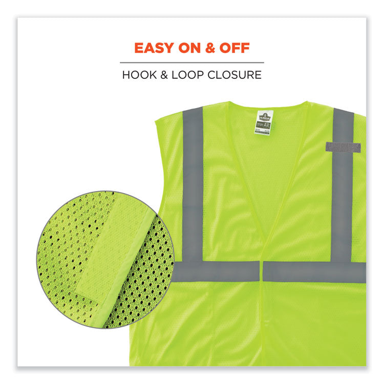 ergodyne® GloWear 8210HL-S Single Size Class 2 Economy Mesh Vest, Polyester, 5X-Large, Lime, Ships in 1-3 Business Days (EGO24529) Each