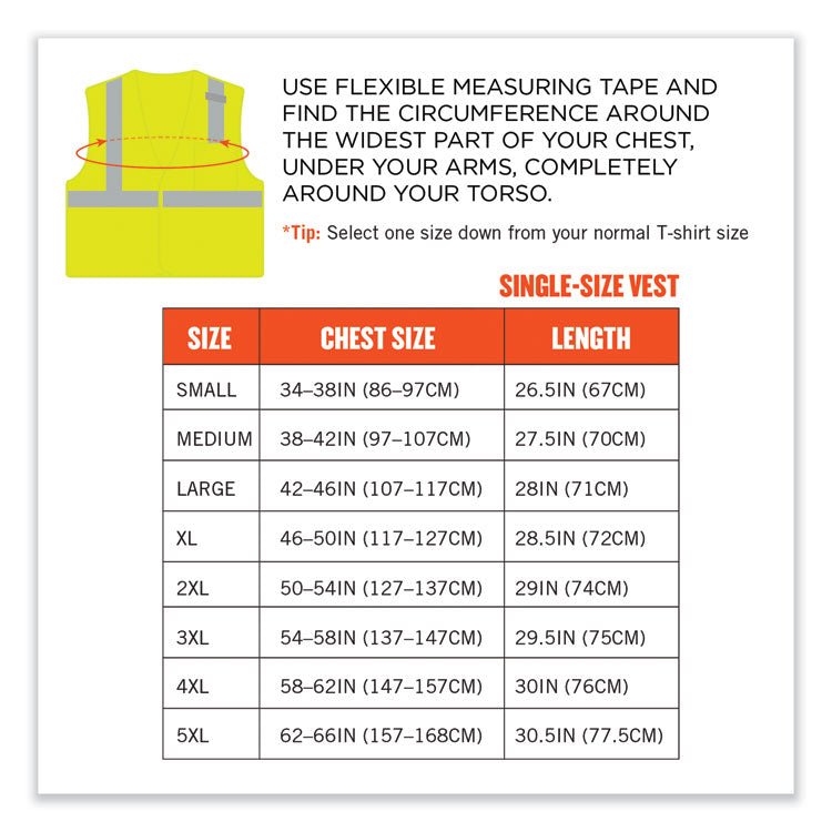 ergodyne® GloWear 8210HL-S Single Size Class 2 Economy Mesh Vest, Polyester, 5X-Large, Lime, Ships in 1-3 Business Days (EGO24529) Each