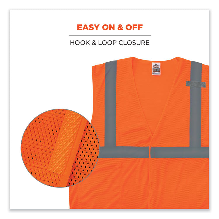 ergodyne® GloWear 8210HL-S Single Size Class 2 Economy Mesh Vest, Polyester, Small, Orange, Ships in 1-3 Business Days (EGO24532) Each