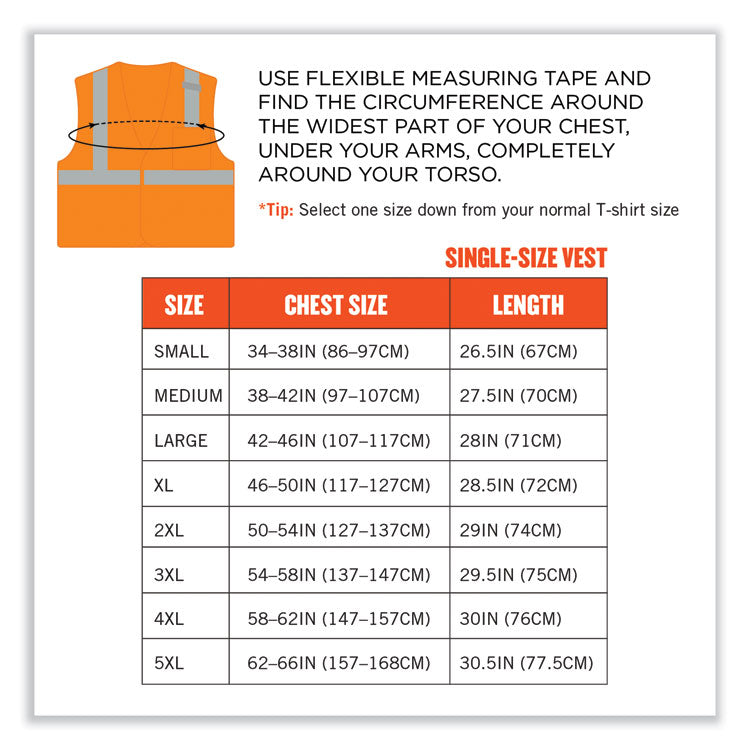 ergodyne® GloWear 8210HL-S Single Size Class 2 Economy Mesh Vest, Polyester, Small, Orange, Ships in 1-3 Business Days (EGO24532) Each
