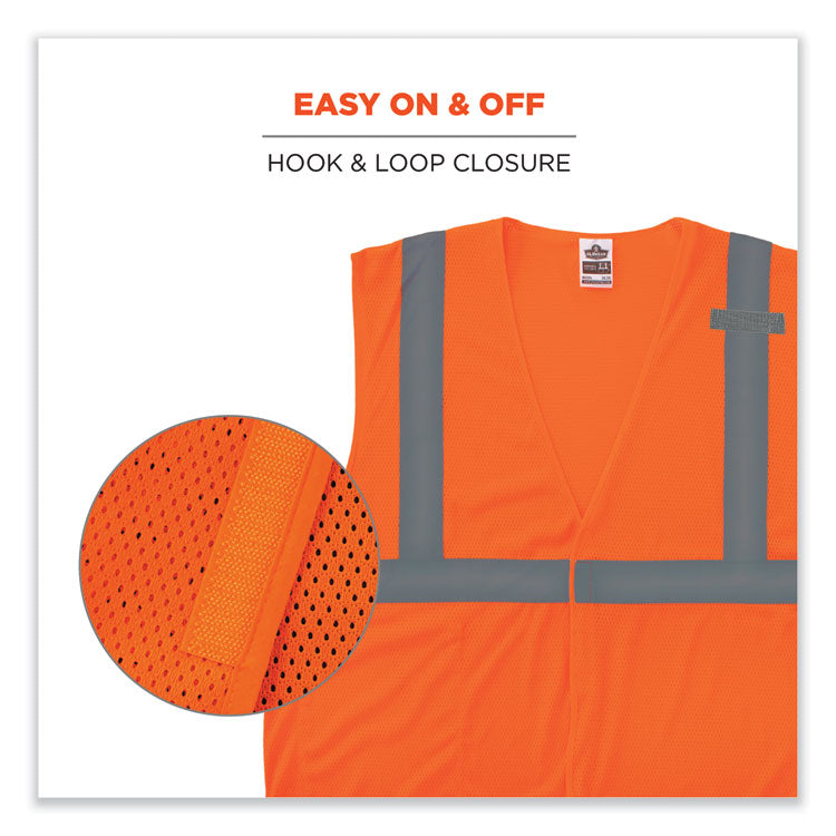 ergodyne® GloWear 8210HL-S Single Size Class 2 Economy Mesh Vest, Polyester, Large, Orange, Ships in 1-3 Business Days (EGO24534) Each