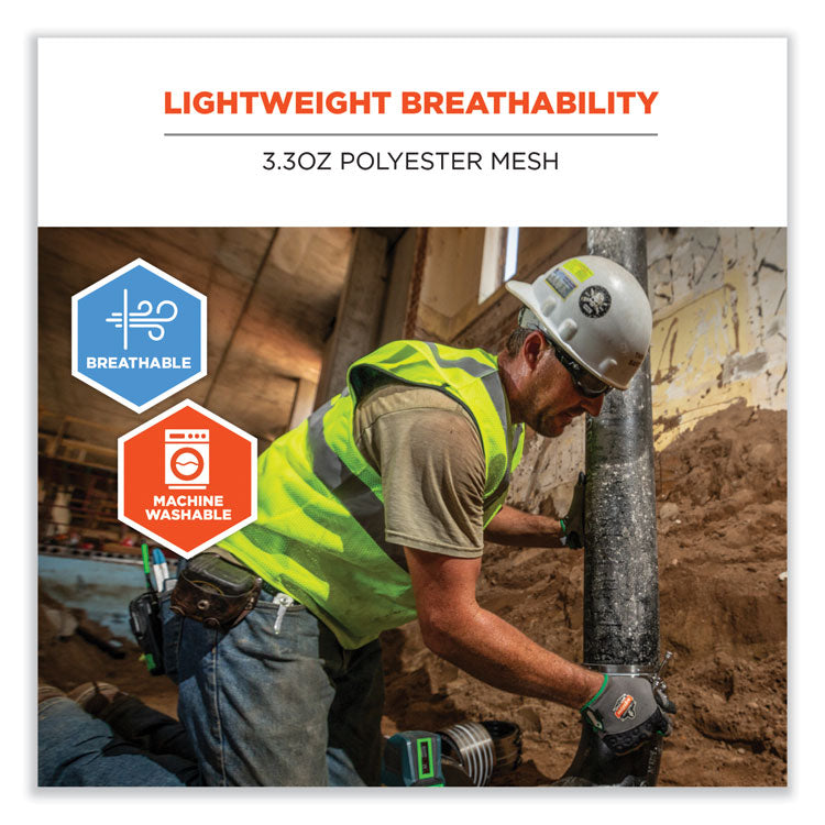 ergodyne® GloWear 8210HL-S Single Size Class 2 Economy Mesh Vest, Polyester, 2X-Large, Orange, Ships in 1-3 Business Days (EGO24536) Each