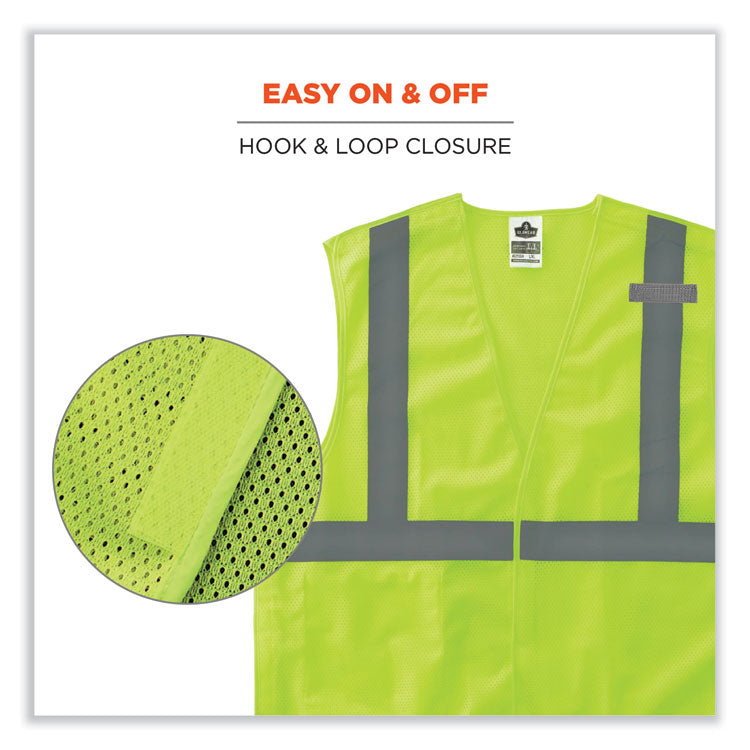 ergodyne® GloWear 8215BA-S Single Size Class 2 Economy Breakaway Mesh Vest, Polyester, Small, Lime, Ships in 1-3 Business Days (EGO24542) Each