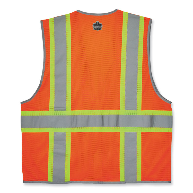 ergodyne® GloWear 8246Z-S Single Size Class 2 Two-Tone Mesh Vest, Polyester, 5X-Large, Orange, Ships in 1-3 Business Days (EGO24579) Each