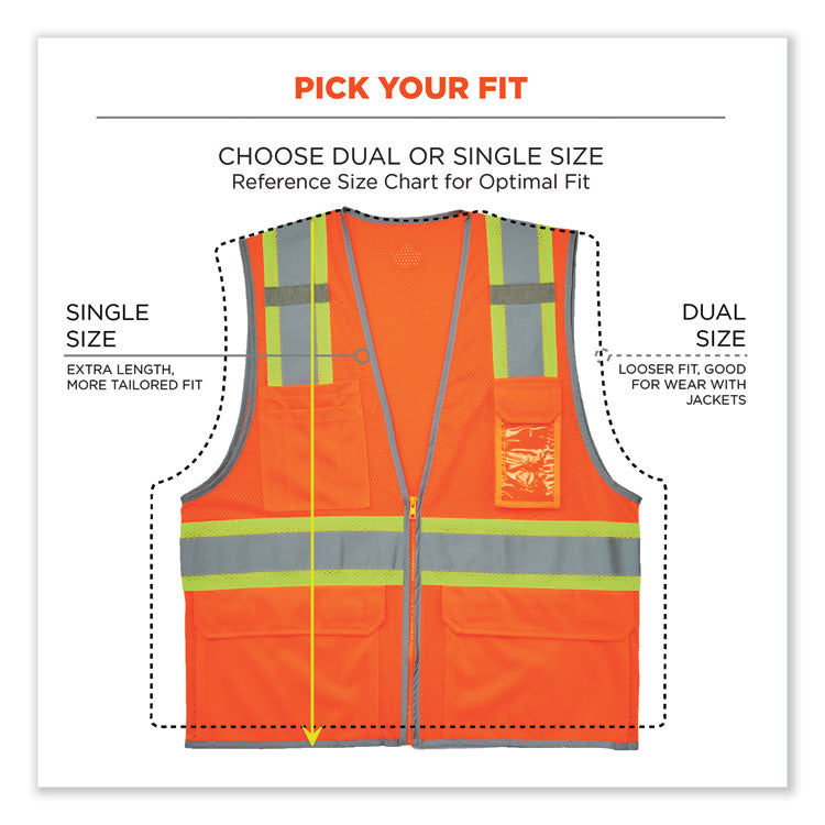 ergodyne® GloWear 8246Z-S Single Size Class 2 Two-Tone Mesh Vest, Polyester, 4X-Large, Orange, Ships in 1-3 Business Days (EGO24578) Each