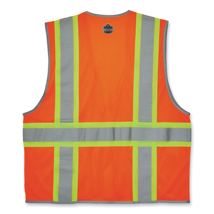 ergodyne® GloWear 8246Z-S Single Size Class 2 Two-Tone Mesh Vest, Polyester, Large, Orange, Ships in 1-3 Business Days (EGO24574) Each