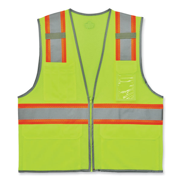 ergodyne® GloWear 8246Z-S Single Size Class 2 Two-Tone Mesh Vest, Polyester, 4X-Large, Lime, Ships in 1-3 Business Days (EGO24568) Each