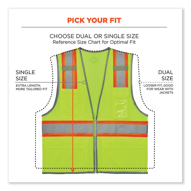 ergodyne® GloWear 8246Z-S Single Size Class 2 Two-Tone Mesh Vest, Polyester, 4X-Large, Lime, Ships in 1-3 Business Days (EGO24568) Each