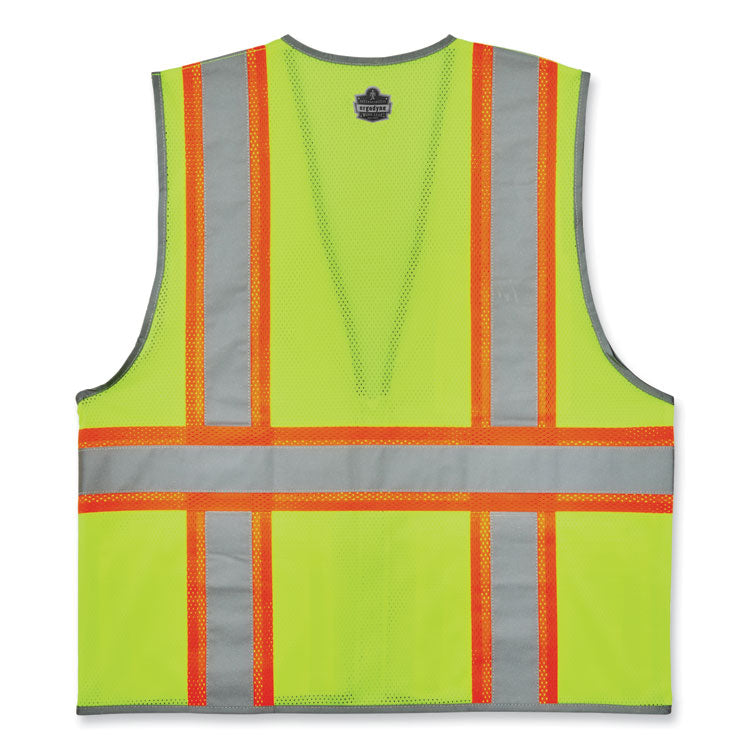 ergodyne® GloWear 8246Z-S Single Size Class 2 Two-Tone Mesh Vest, Polyester, X-Large, Lime, Ships in 1-3 Business Days (EGO24565) Each