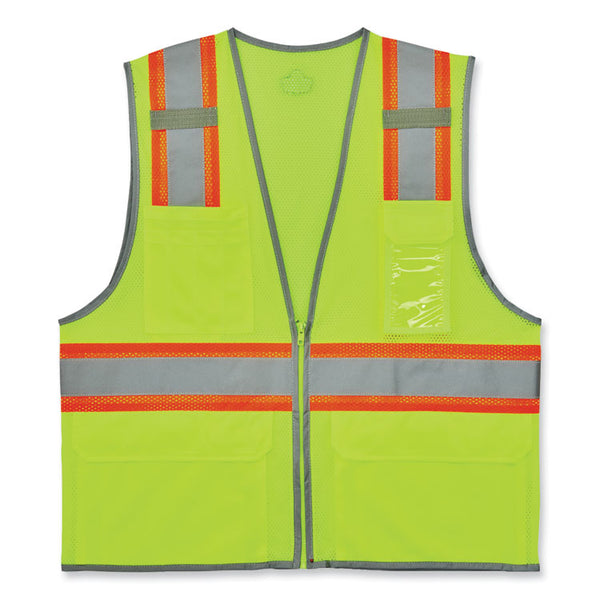 ergodyne® GloWear 8246Z-S Single Size Class 2 Two-Tone Mesh Vest, Polyester, Medium, Lime, Ships in 1-3 Business Days (EGO24563) Each
