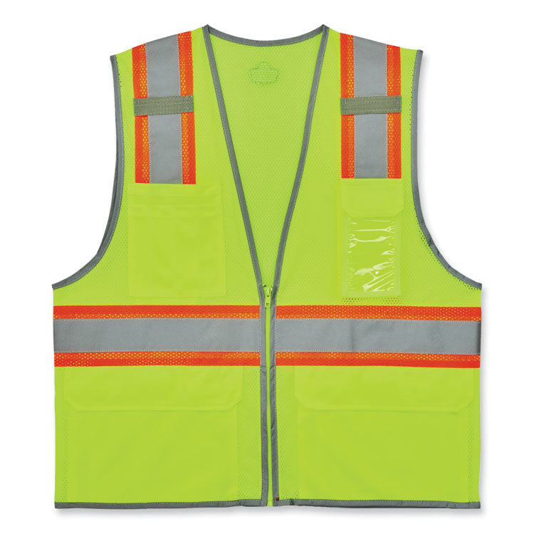 ergodyne® GloWear 8246Z-S Single Size Class 2 Two-Tone Mesh Vest, Polyester, Medium, Lime, Ships in 1-3 Business Days (EGO24563) Each