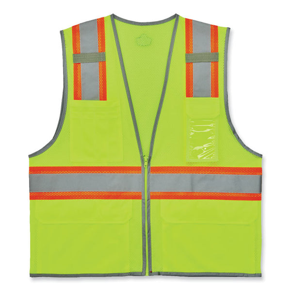 ergodyne® GloWear 8246Z-S Single Size Class 2 Two-Tone Mesh Vest, Polyester, Small, Lime, Ships in 1-3 Business Days (EGO24562) Each