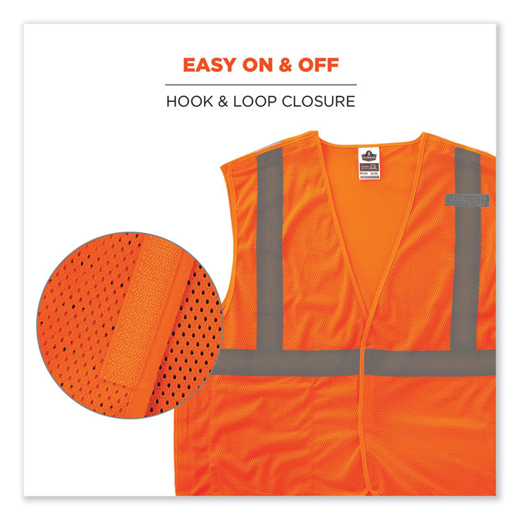 ergodyne® GloWear 8215BA-S Single Size Class 2 Economy Breakaway Mesh Vest, Polyester, Large, Orange, Ships in 1-3 Business Days (EGO24554) Each