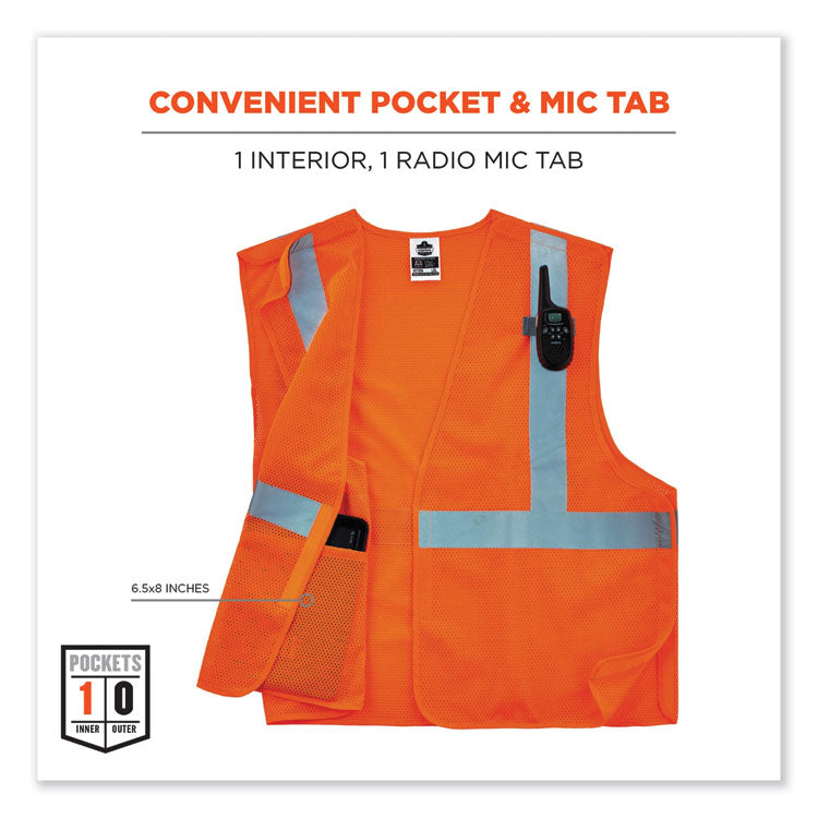 ergodyne® GloWear 8215BA-S Single Size Class 2 Economy Breakaway Mesh Vest, Polyester, Large, Orange, Ships in 1-3 Business Days (EGO24554) Each