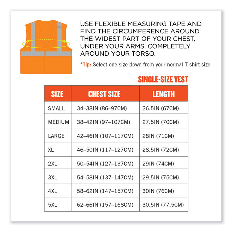 ergodyne® GloWear 8215BA-S Single Size Class 2 Economy Breakaway Mesh Vest, Polyester, X-Small, Orange, Ships in 1-3 Business Days (EGO24551) Each