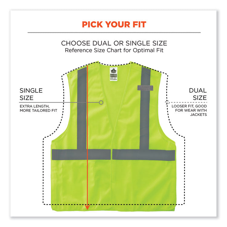 ergodyne® GloWear 8215BA-S Single Size Class 2 Economy Breakaway Mesh Vest, Polyester, 5X-Large, Lime, Ships in 1-3 Business Days (EGO24549) Each
