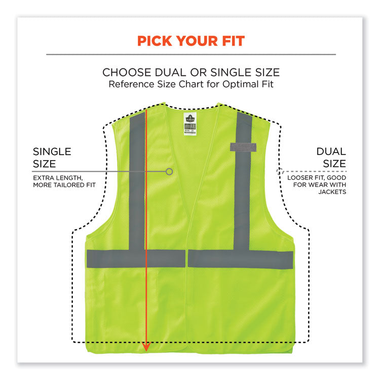 ergodyne® GloWear 8215BA-S Single Size Class 2 Economy Breakaway Mesh Vest, Polyester, 4X-Large, Lime, Ships in 1-3 Business Days (EGO24548) Each