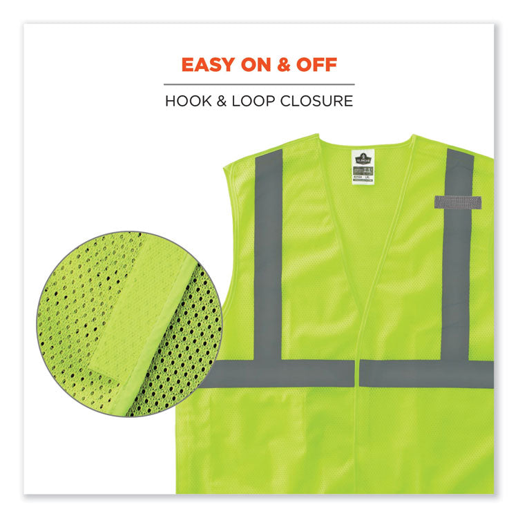 ergodyne® GloWear 8215BA-S Single Size Class 2 Economy Breakaway Mesh Vest, Polyester, 3X-Large, Lime, Ships in 1-3 Business Days (EGO24547) Each