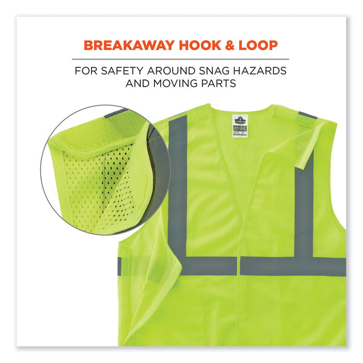 ergodyne® GloWear 8215BA-S Single Size Class 2 Economy Breakaway Mesh Vest, Polyester, Large, Lime, Ships in 1-3 Business Days (EGO24544) Each