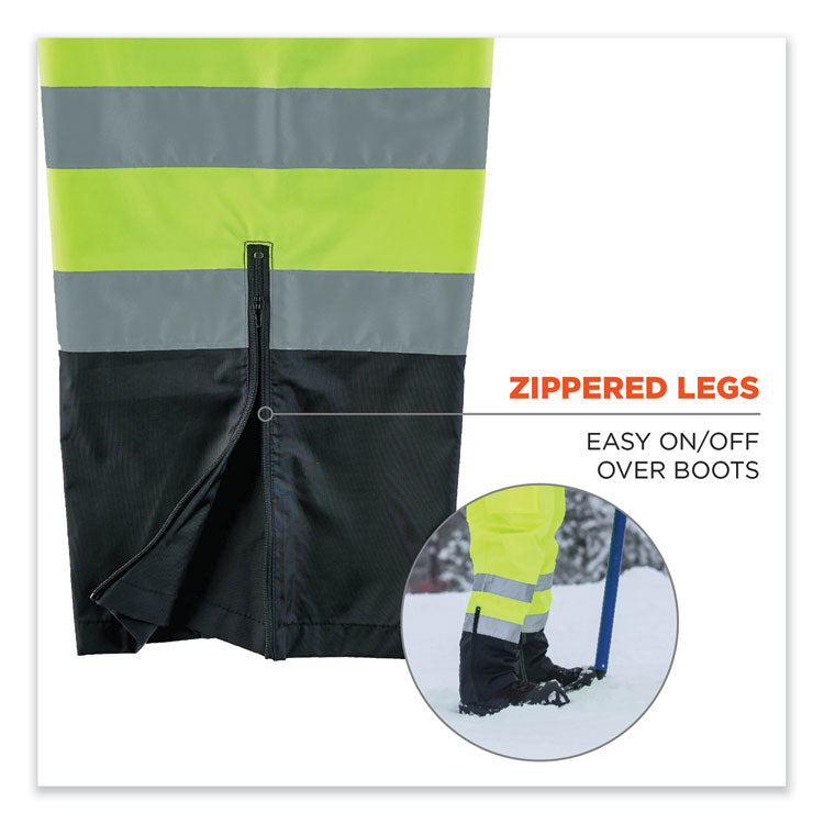 ergodyne® GloWear 8918BK Class E Hi-Vis Rain Bibs Black Bottom, Small, Lime, Ships in 1-3 Business Days (EGO25012) Each
