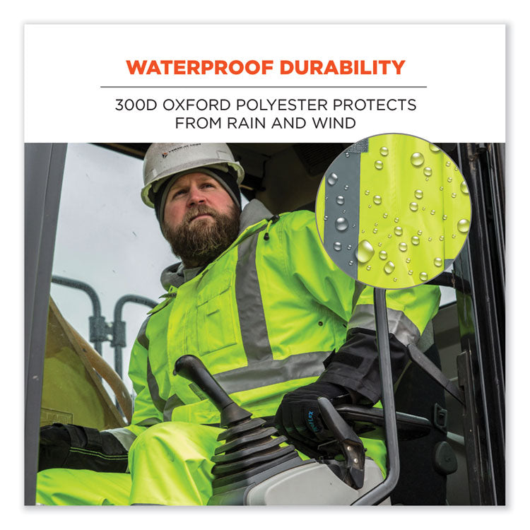 ergodyne® GloWear 8365BK Class 3 Hi-Vis Rain Jacket Black Bottom, Medium, Lime, Ships in 1-3 Business Days (EGO25323) Each