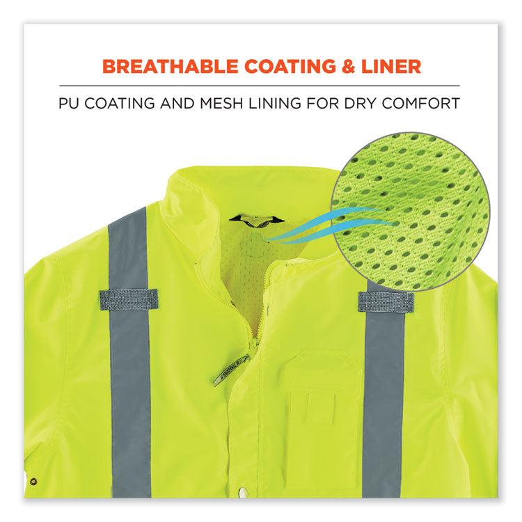 ergodyne® GloWear 8365BK Class 3 Hi-Vis Rain Jacket Black Bottom, Medium, Lime, Ships in 1-3 Business Days (EGO25323) Each