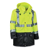 ergodyne® GloWear 8365BK Class 3 Hi-Vis Rain Jacket Black Bottom, 3X-Large, Lime, Ships in 1-3 Business Days (EGO25327) Each