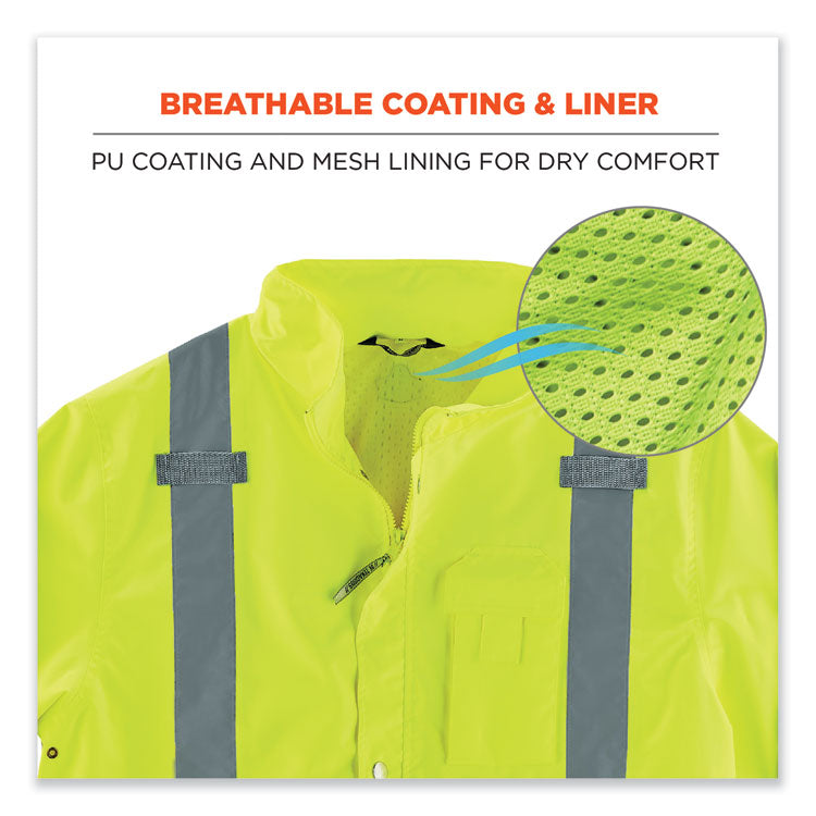 ergodyne® GloWear 8365BK Class 3 Hi-Vis Rain Jacket Black Bottom, 4X-Large, Lime, Ships in 1-3 Business Days (EGO25328) Each
