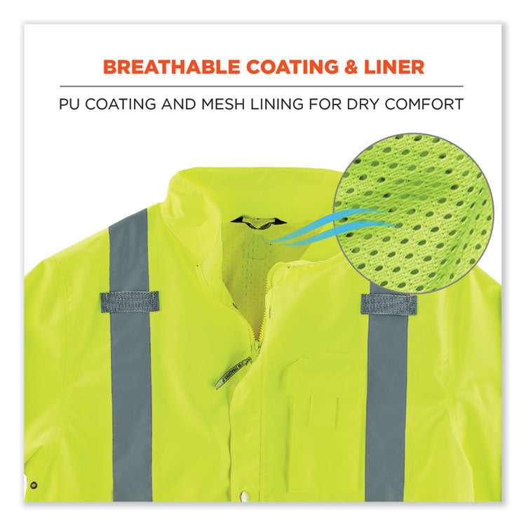 ergodyne® GloWear 8365BK Class 3 Hi-Vis Rain Jacket Black Bottom, 5X-Large, Lime, Ships in 1-3 Business Days (EGO25329) Each