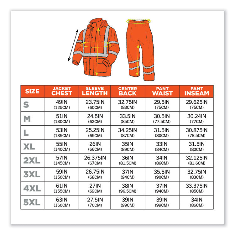 ergodyne® GloWear 8376K Lightweight HV Rain Suit, Large, Orange, Ships in 1-3 Business Days (EGO25334) Each