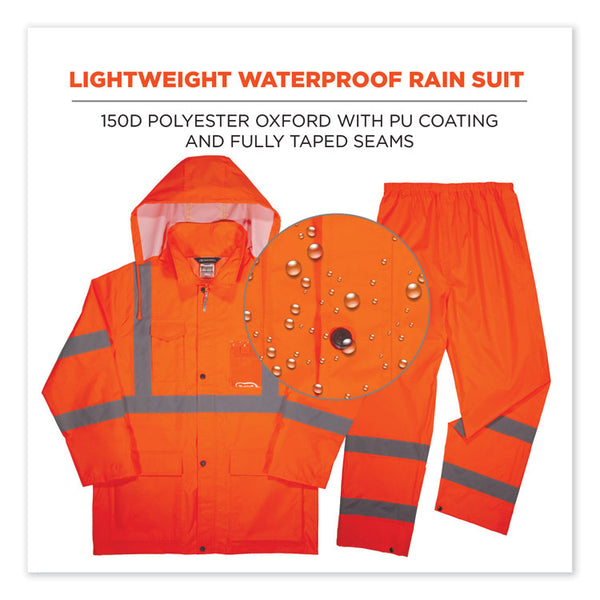 ergodyne® GloWear 8376K Lightweight HV Rain Suit, 2X-Large, Orange, Ships in 1-3 Business Days (EGO25336) Each