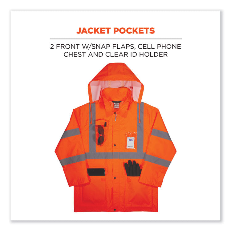 ergodyne® GloWear 8376K Lightweight HV Rain Suit, 2X-Large, Orange, Ships in 1-3 Business Days (EGO25336) Each