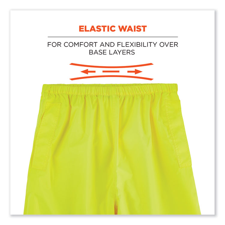 ergodyne® GloWear 8916 Class E Lightweight Hi-Vis Rain Pants, X-Large, Lime, Ships in 1-3 Business Days (EGO25345) Each
