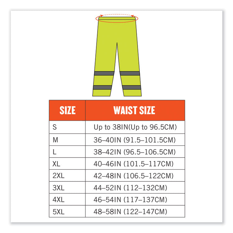 ergodyne® GloWear 8916 Class E Lightweight Hi-Vis Rain Pants, X-Large, Lime, Ships in 1-3 Business Days (EGO25345) Each