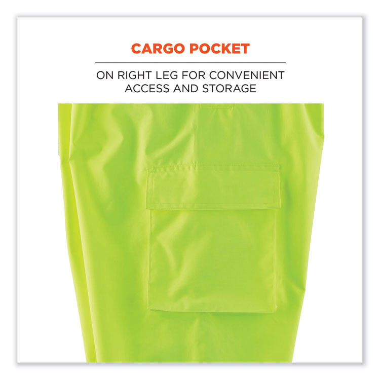 ergodyne® GloWear 8915BK Class E Hi-Vis Rain Pants Black Bottom, Small, Lime, Ships in 1-3 Business Days (EGO25422) Each