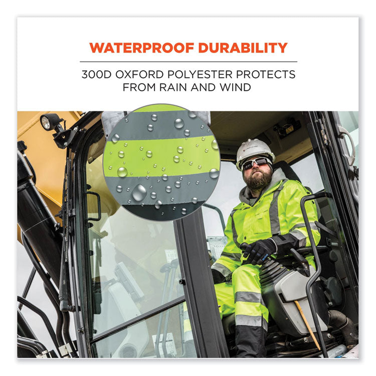 ergodyne® GloWear 8915BK Class E Hi-Vis Rain Pants Black Bottom, Large, Lime, Ships in 1-3 Business Days (EGO25424) Each