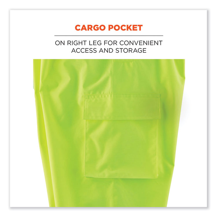 ergodyne® GloWear 8915BK Class E Hi-Vis Rain Pants Black Bottom, Large, Lime, Ships in 1-3 Business Days (EGO25424) Each