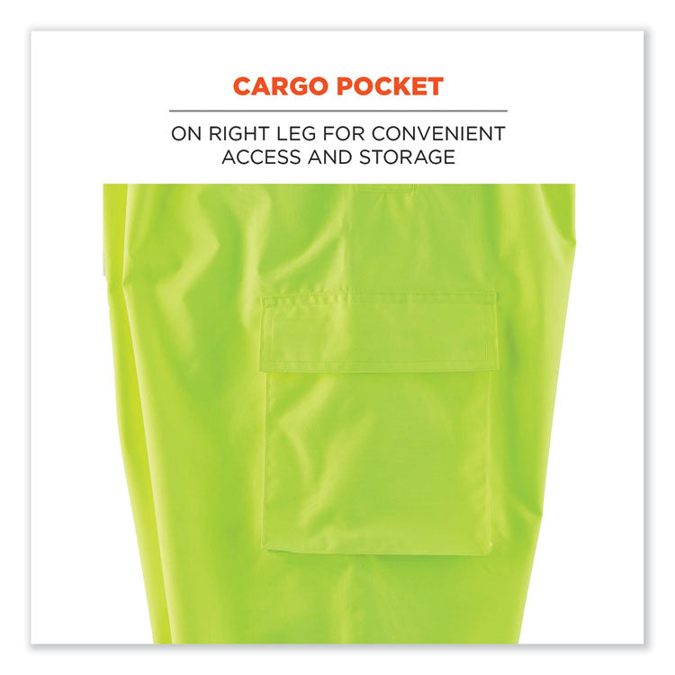ergodyne® GloWear 8915BK Class E Hi-Vis Rain Pants Black Bottom, 5X-Large, Lime, Ships in 1-3 Business Days (EGO25429) Each