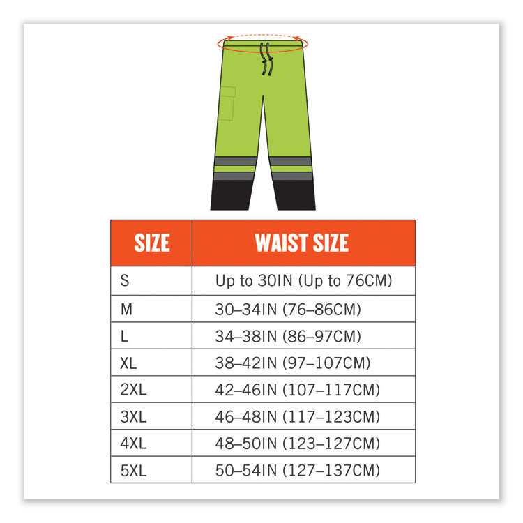 ergodyne® GloWear 8915BK Class E Hi-Vis Rain Pants Black Bottom, 5X-Large, Lime, Ships in 1-3 Business Days (EGO25429) Each