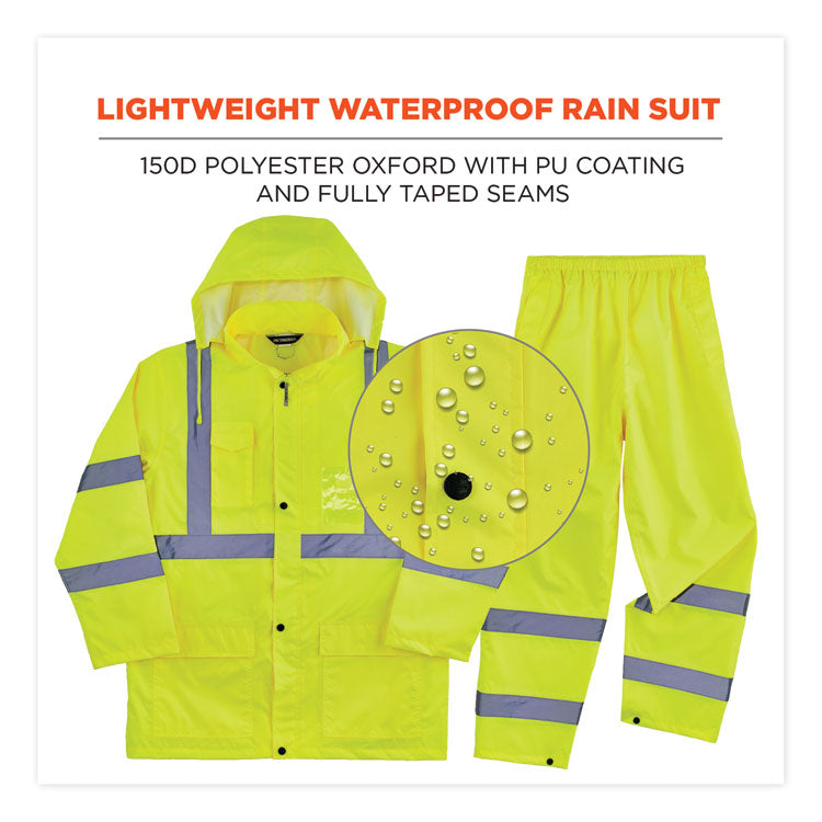 ergodyne® GloWear 8376K Lightweight HV Rain Suit, Large, Lime, Ships in 1-3 Business Days (EGO25434) Each